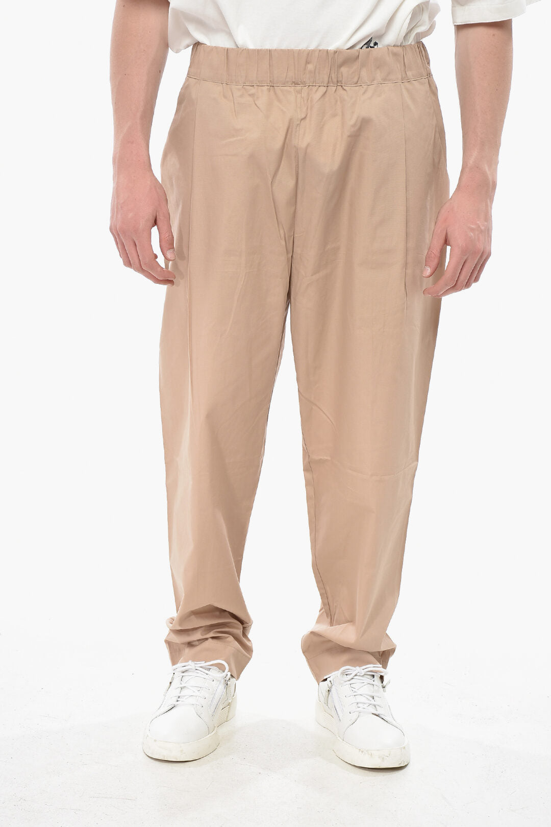 Laneus 0500~Cotton Baggy Pants with Elastic Waist