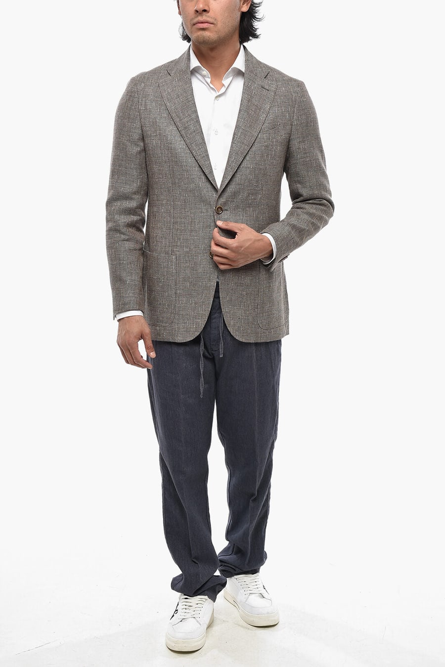 Corneliani 0500~Half-Lined Blazer with Patch Pockets, view 4