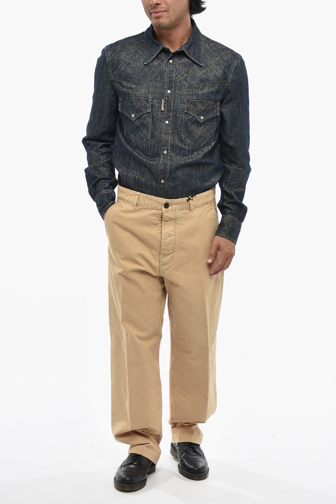Dsquared2 0500~ICON Straight-Leg Chino Trousers With Concealed Buttoning