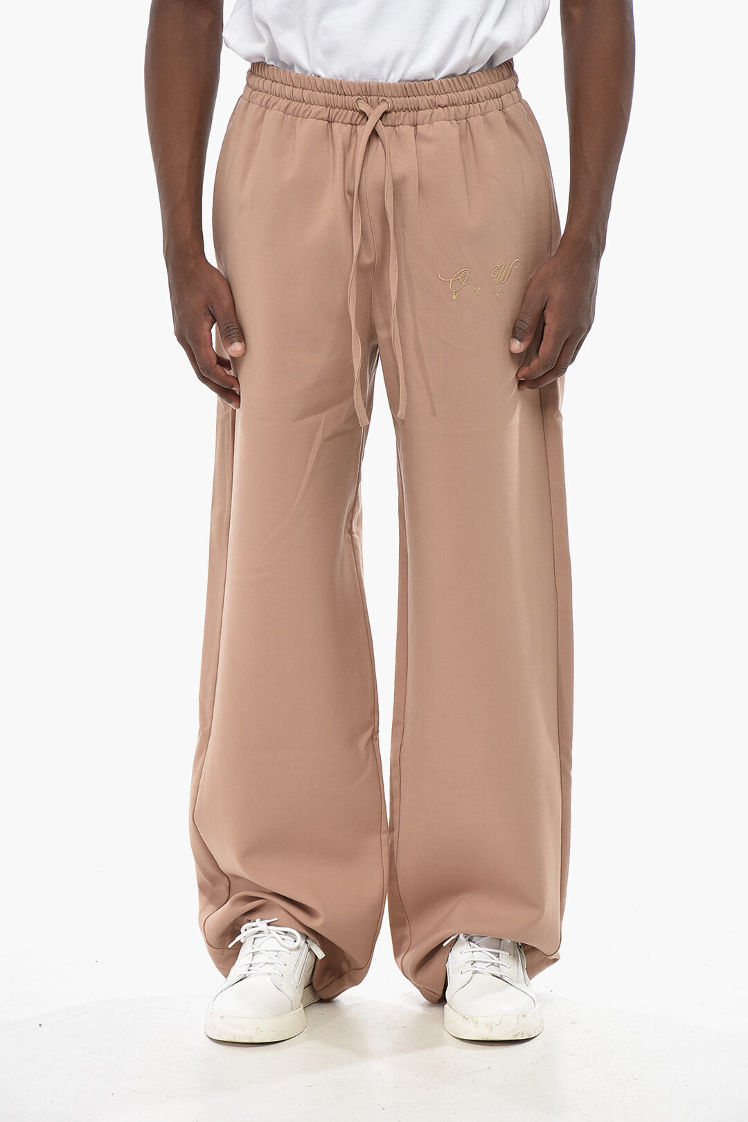 Off-White 0500~Virgin Wool Track Pants With Ankle Drawcord