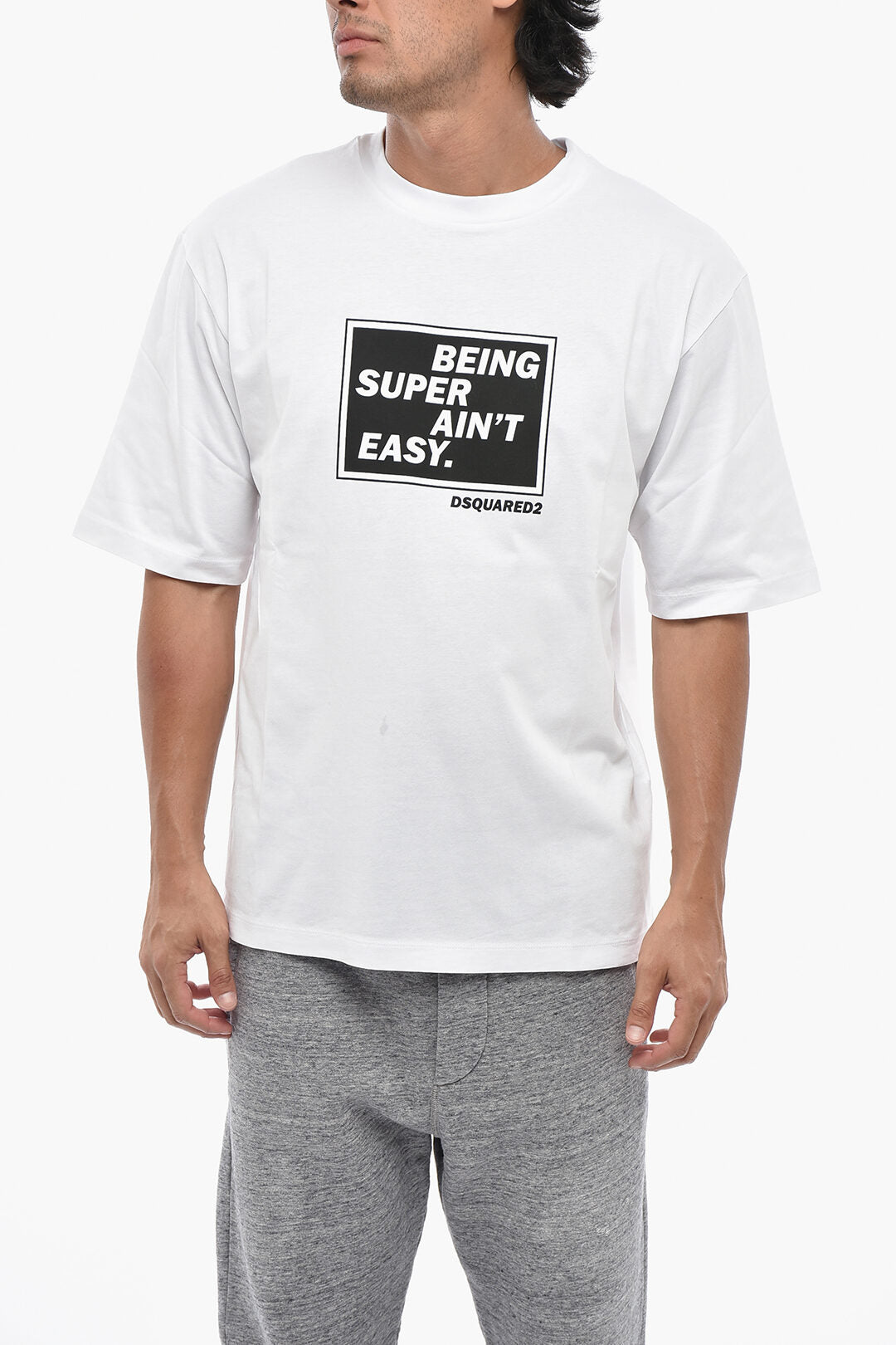 Dsquared2 0550~Cotton Crewneck T-Shirt With Contrast Print