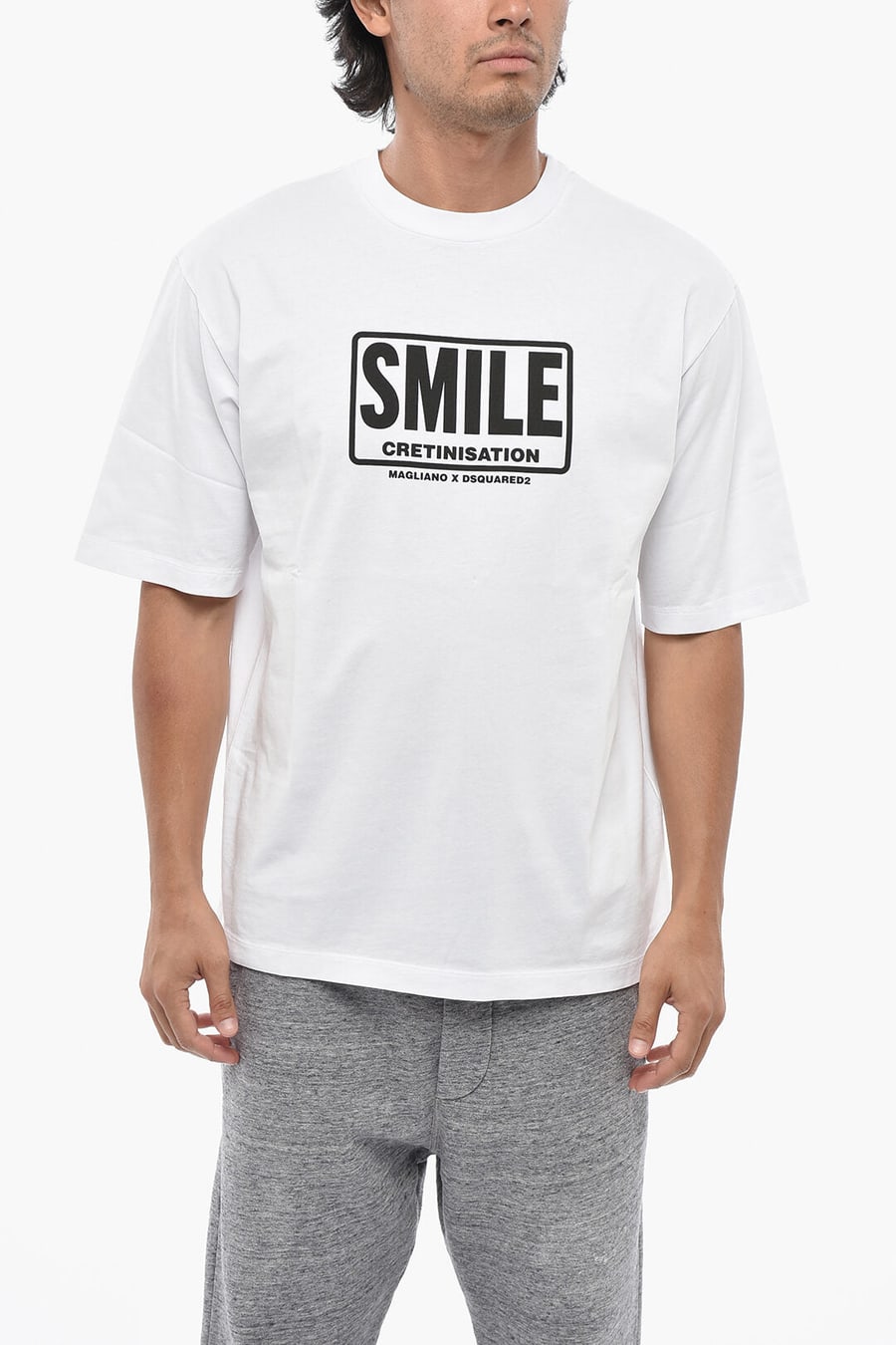 Dsquared2 0550~Crewneck Cotton T-Shirt With Contrast Print