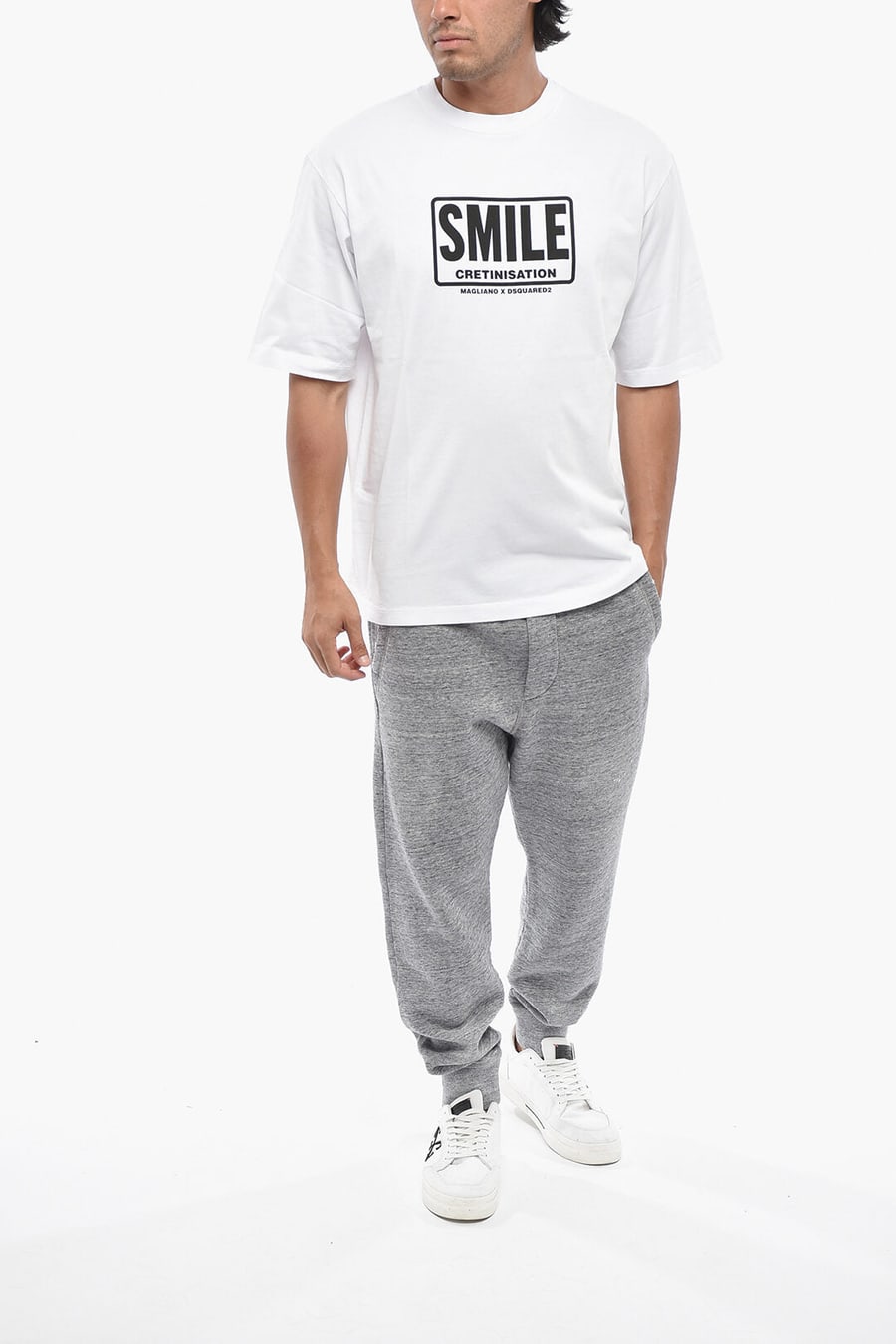 Dsquared2 0550~Crewneck Cotton T-Shirt With Contrast Print, view 4