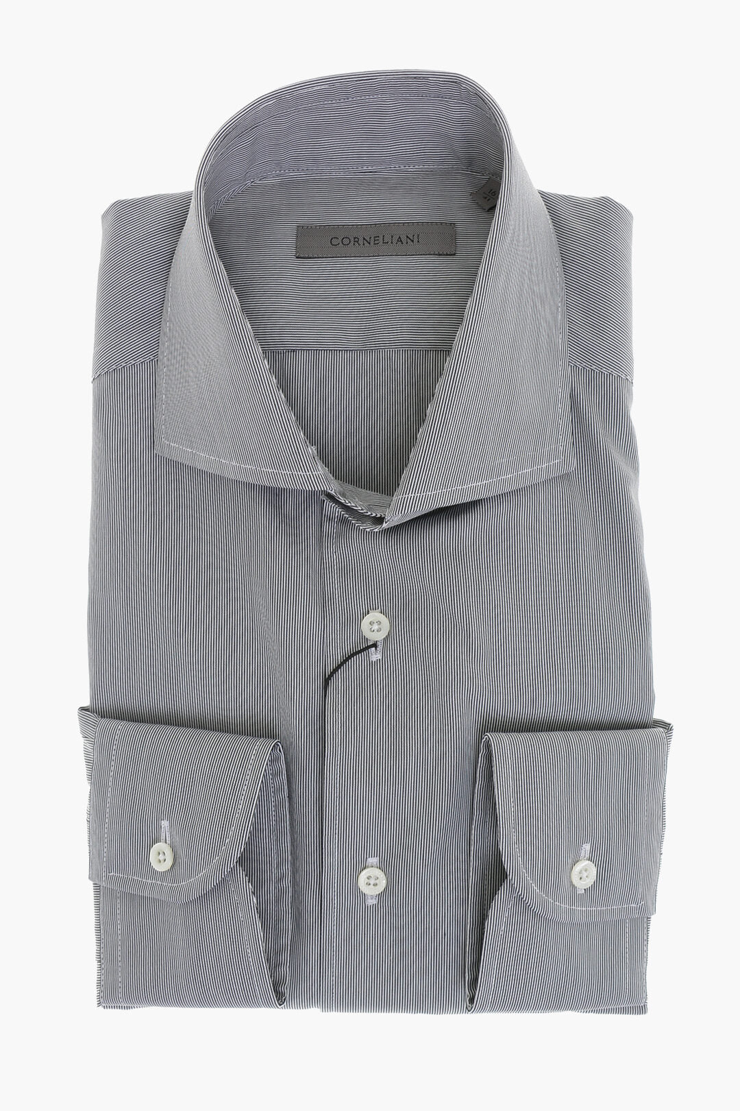 Corneliani 0550~Hairline Striped Shirt With French Collar