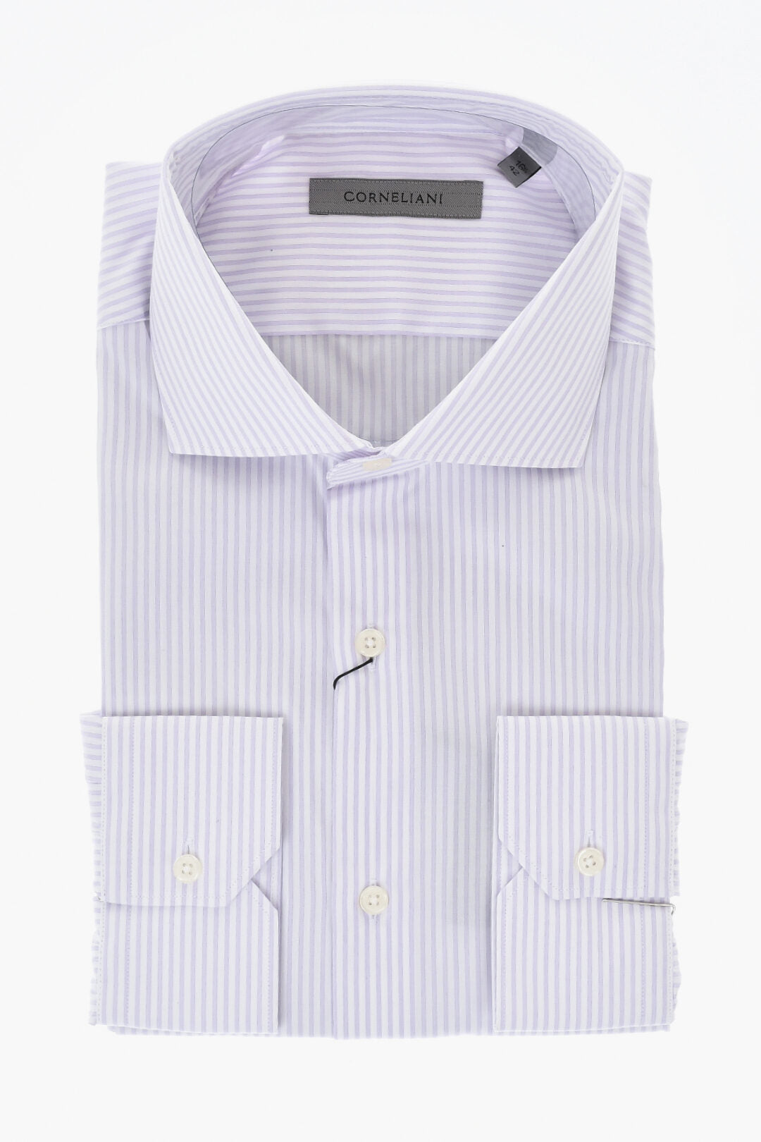 Corneliani 0550~Striped Cotton Poplin Shirt with French Collar