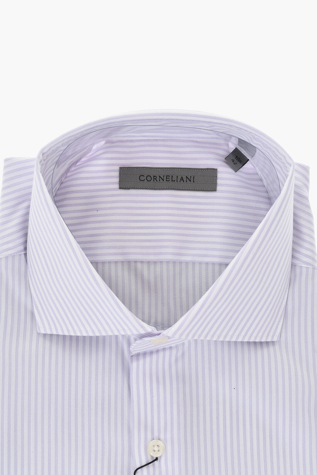 Corneliani 0550~Striped Cotton Poplin Shirt with French Collar, view 2