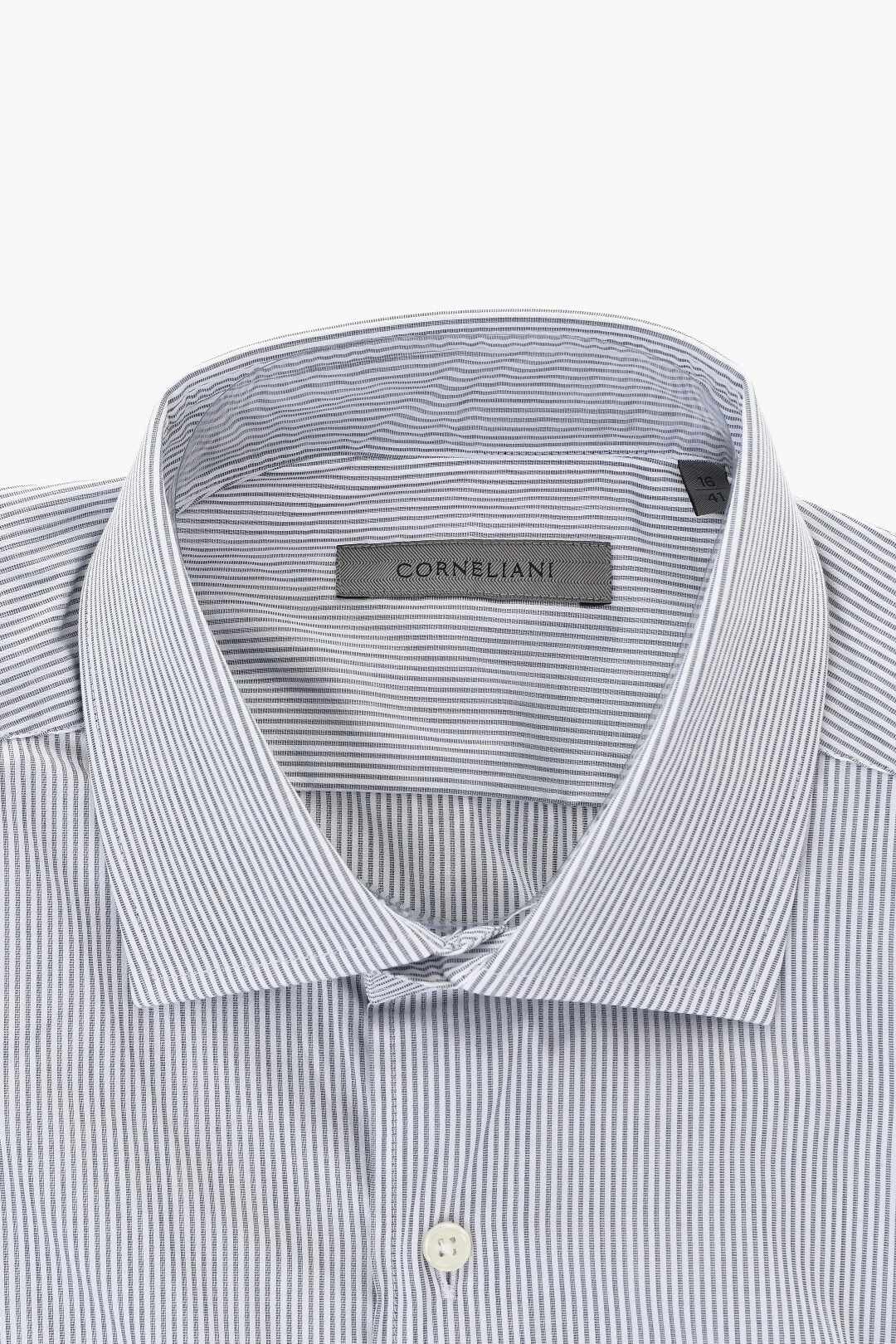 Corneliani 0750~Striped Cotton Shirt With French Collar, view 2