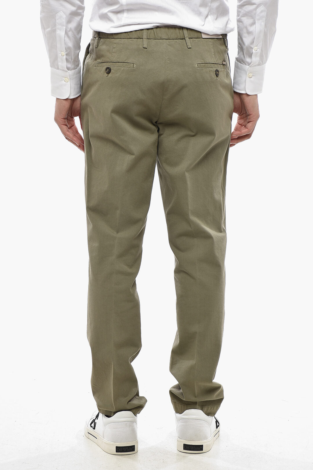 Corneliani 0800~Stretch-Cotton Chino Trousers with Elastic Waist, view 2