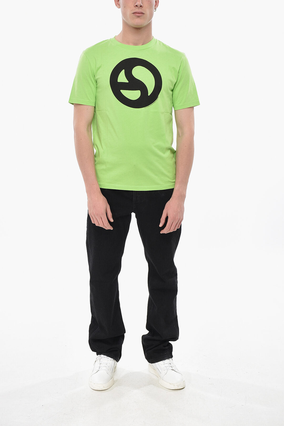 Acne Studios 0850~Cotton-Blend Crewneck T-Shirt With Front Logo