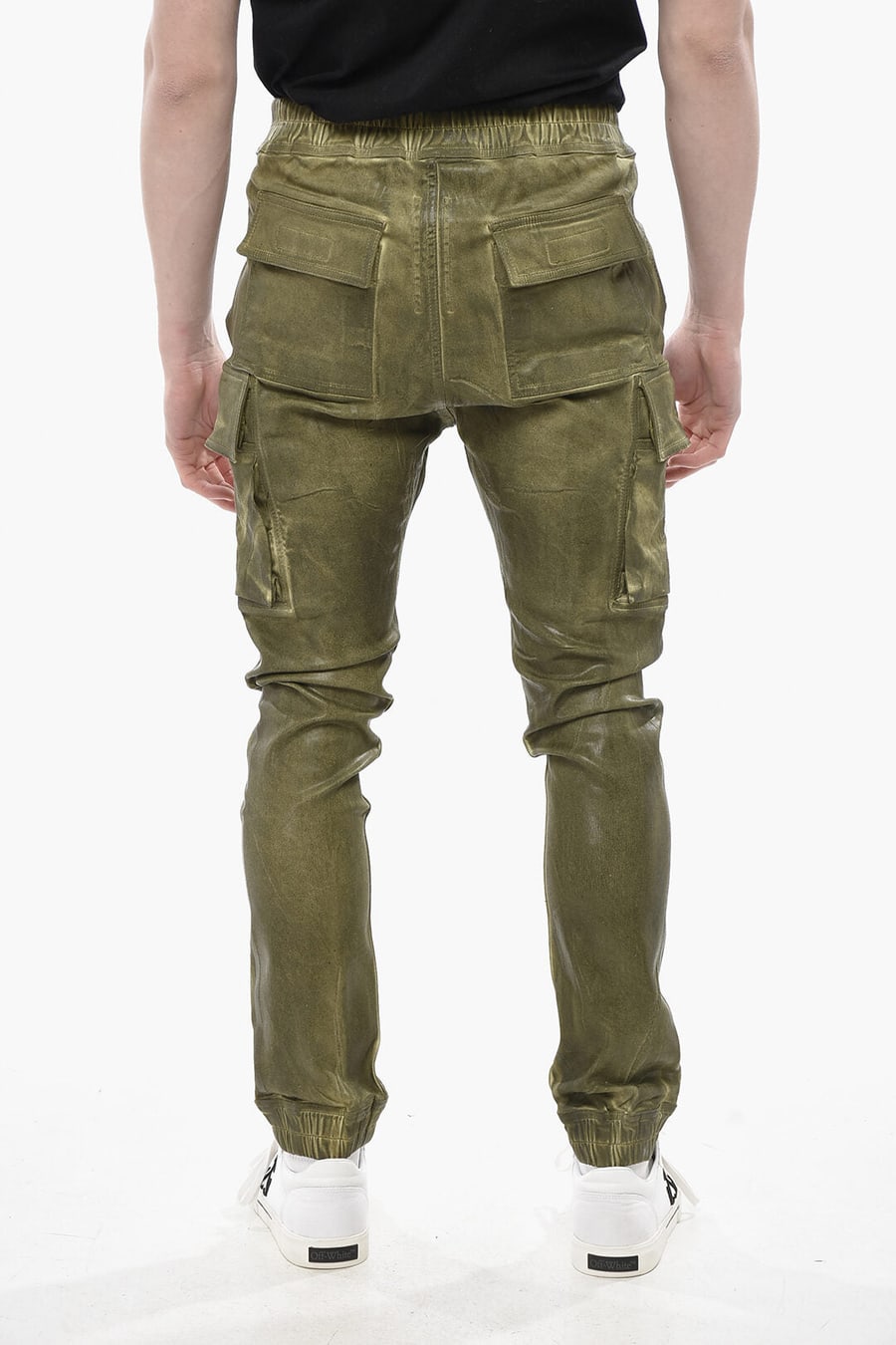 Rick Owens 0850~DRKSHDW Coated Cotton Cargo Pants MASTODON CUT with Elastic Waist