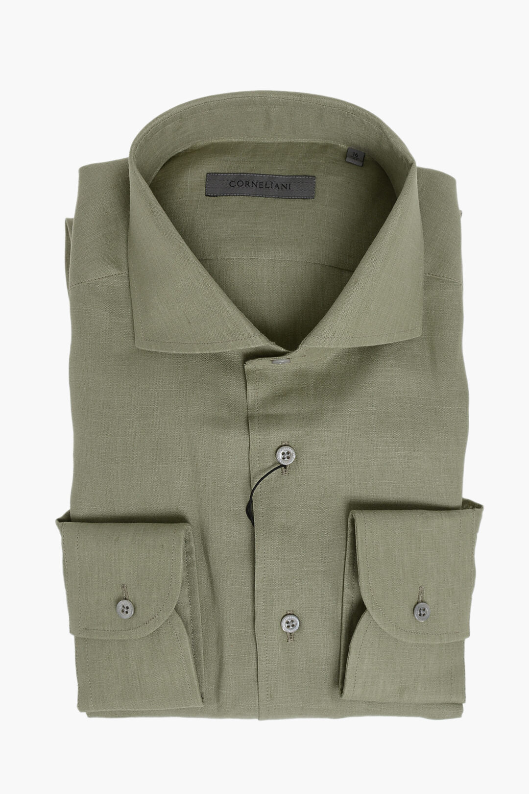 Corneliani 0850~Solid Linen Shirt with French Collar