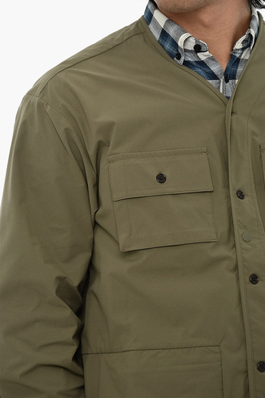 Woolrich 0850~Solid Overshirt HIGH AERATION with Front Button Closure, view 3