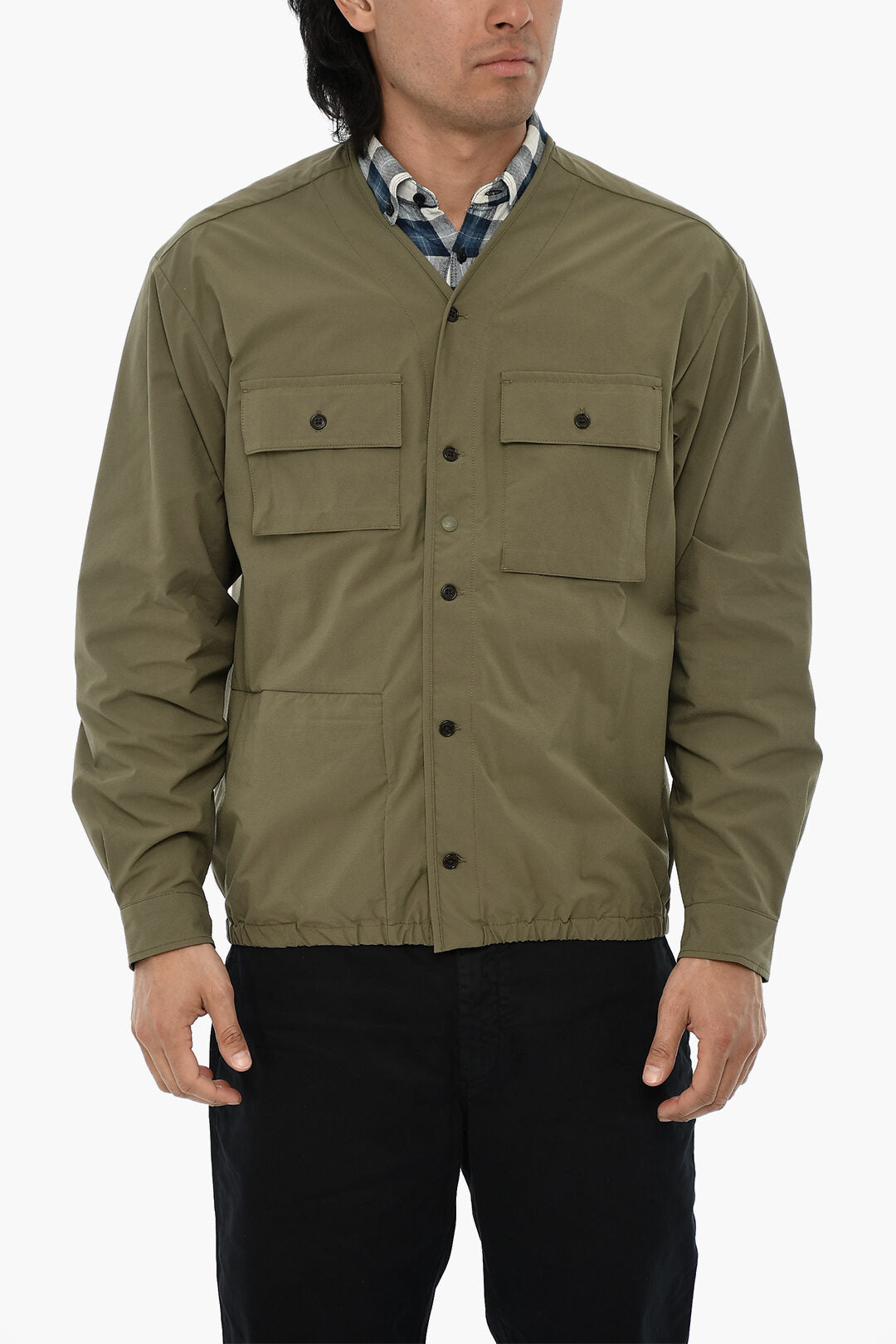 Woolrich 0850~Solid Overshirt HIGH AERATION with Front Button Closure