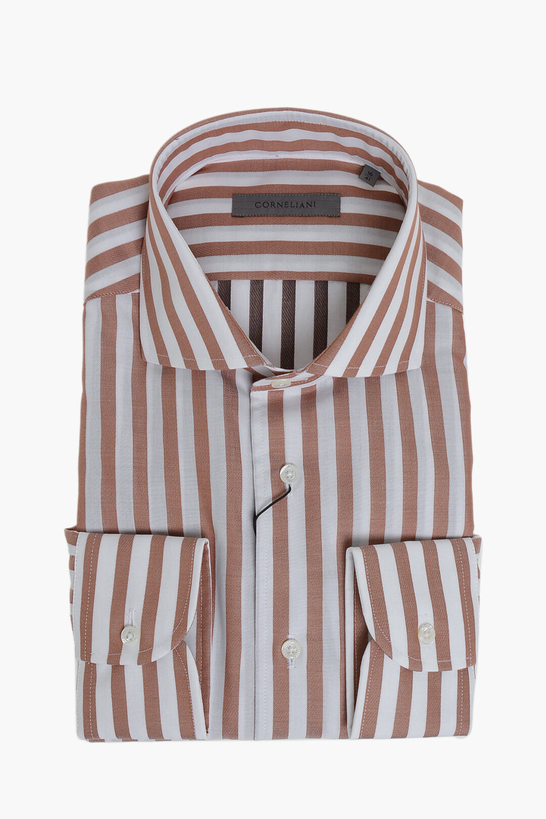 Corneliani 0950~Striped Cotton Shirt with French Collar