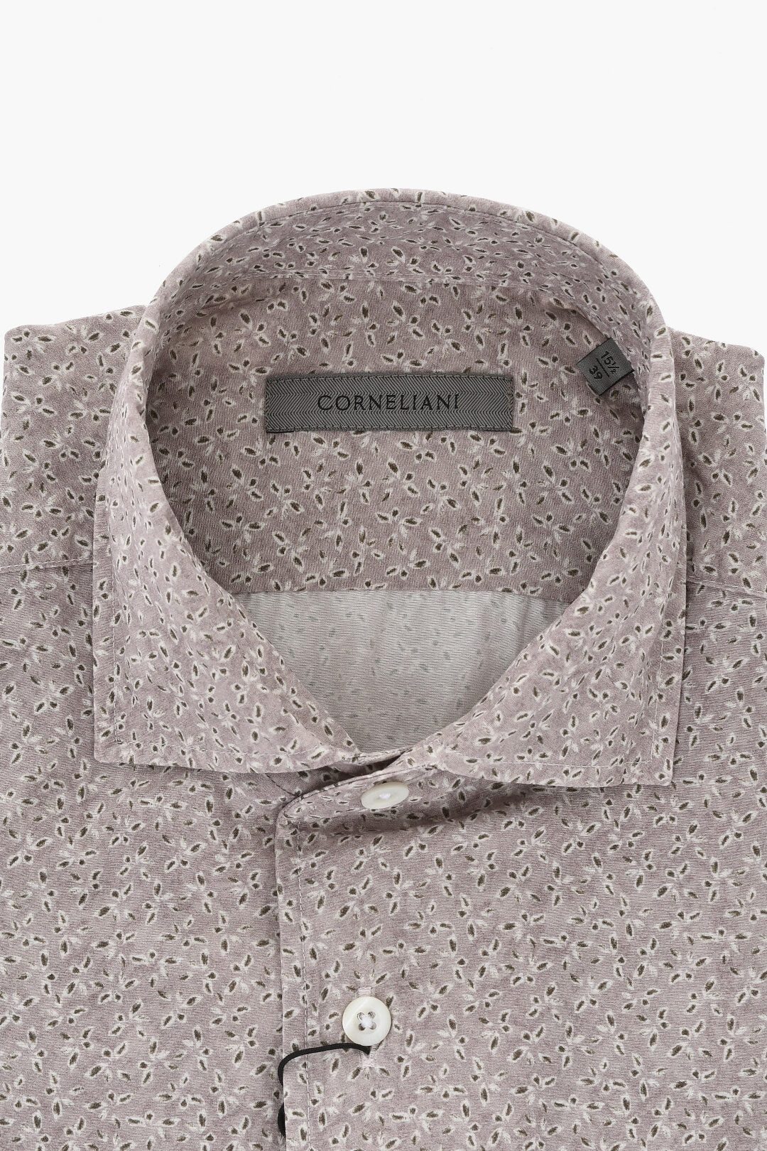 Corneliani 1050~Patterned Silk-Blend Shirt With French Collar, view 2