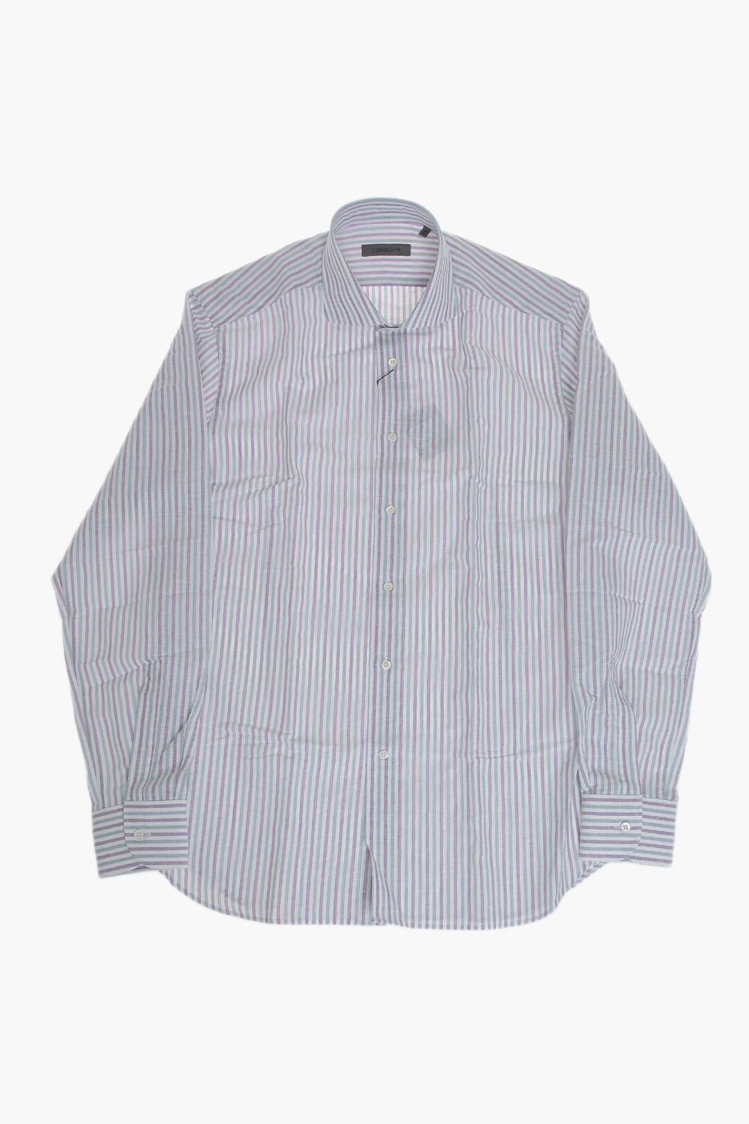 Corneliani 1250~Striped Cotton-Linen Shirt With French Collar, view 2
