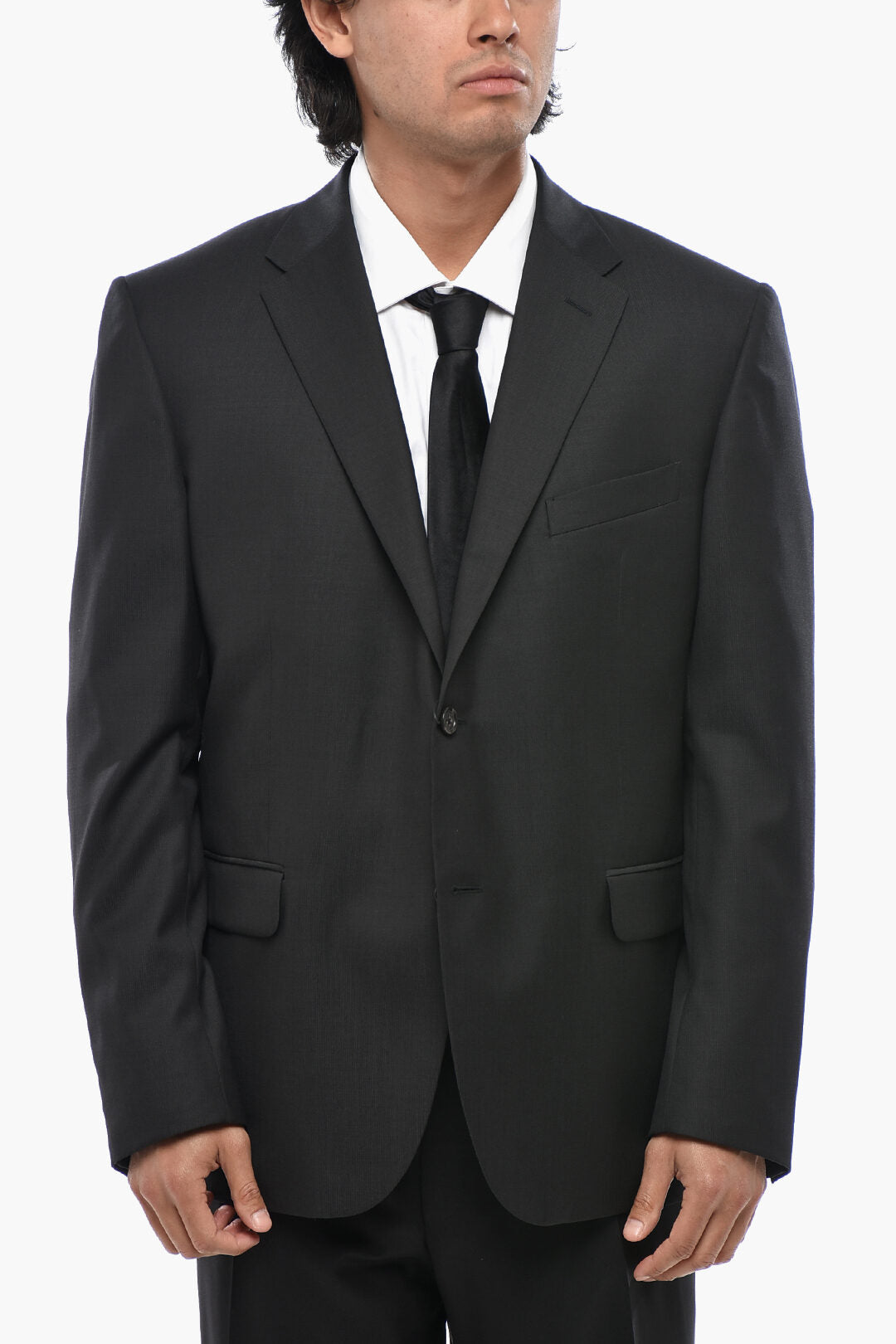 Corneliani 1500~CC COLLECTION Two-Button Virgin Wool Jacket with Two Vents and Classic Notch Lapel