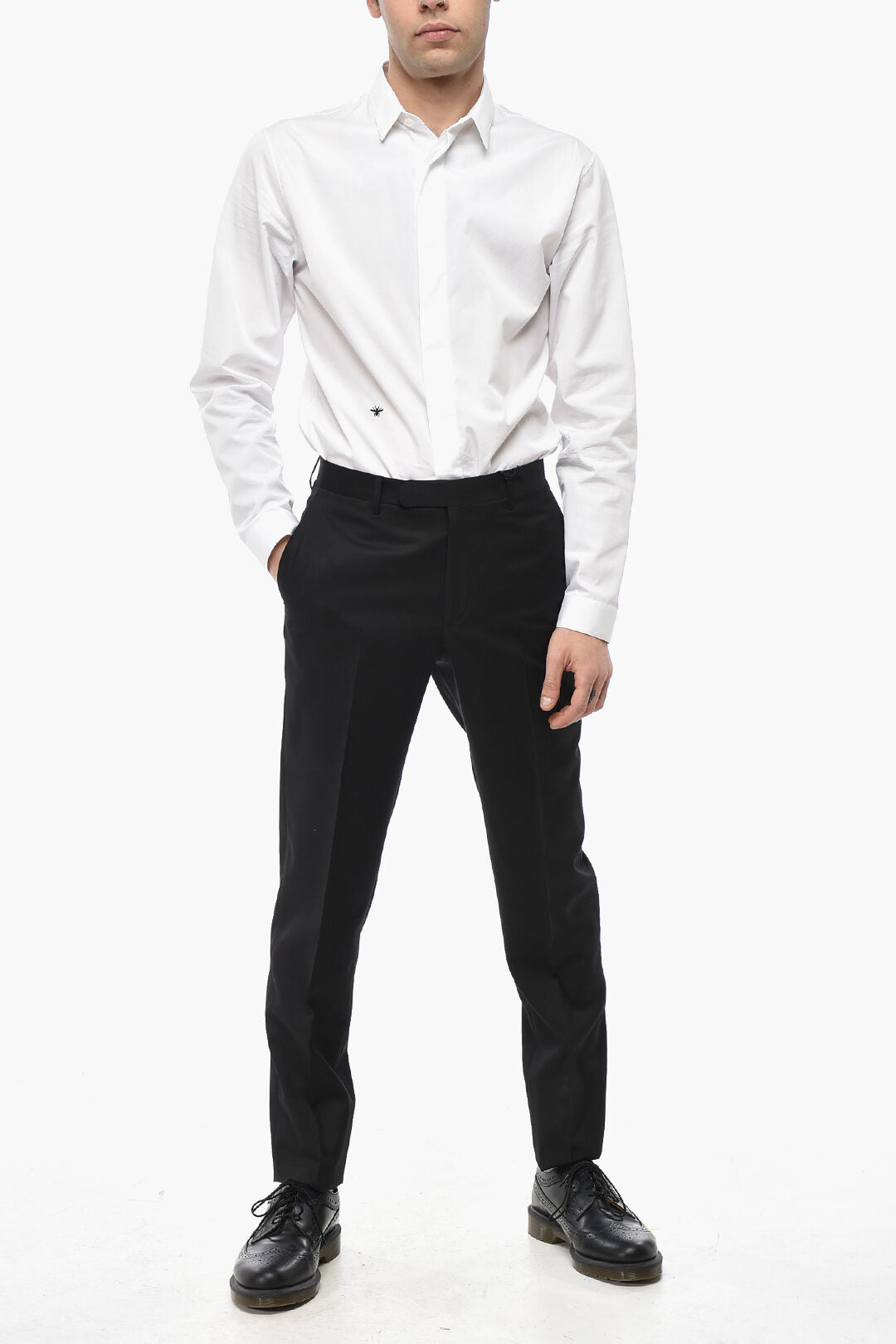 Corneliani 1500~CC COLLECTION Virgin Wool Trousers with Scalloped Hem
