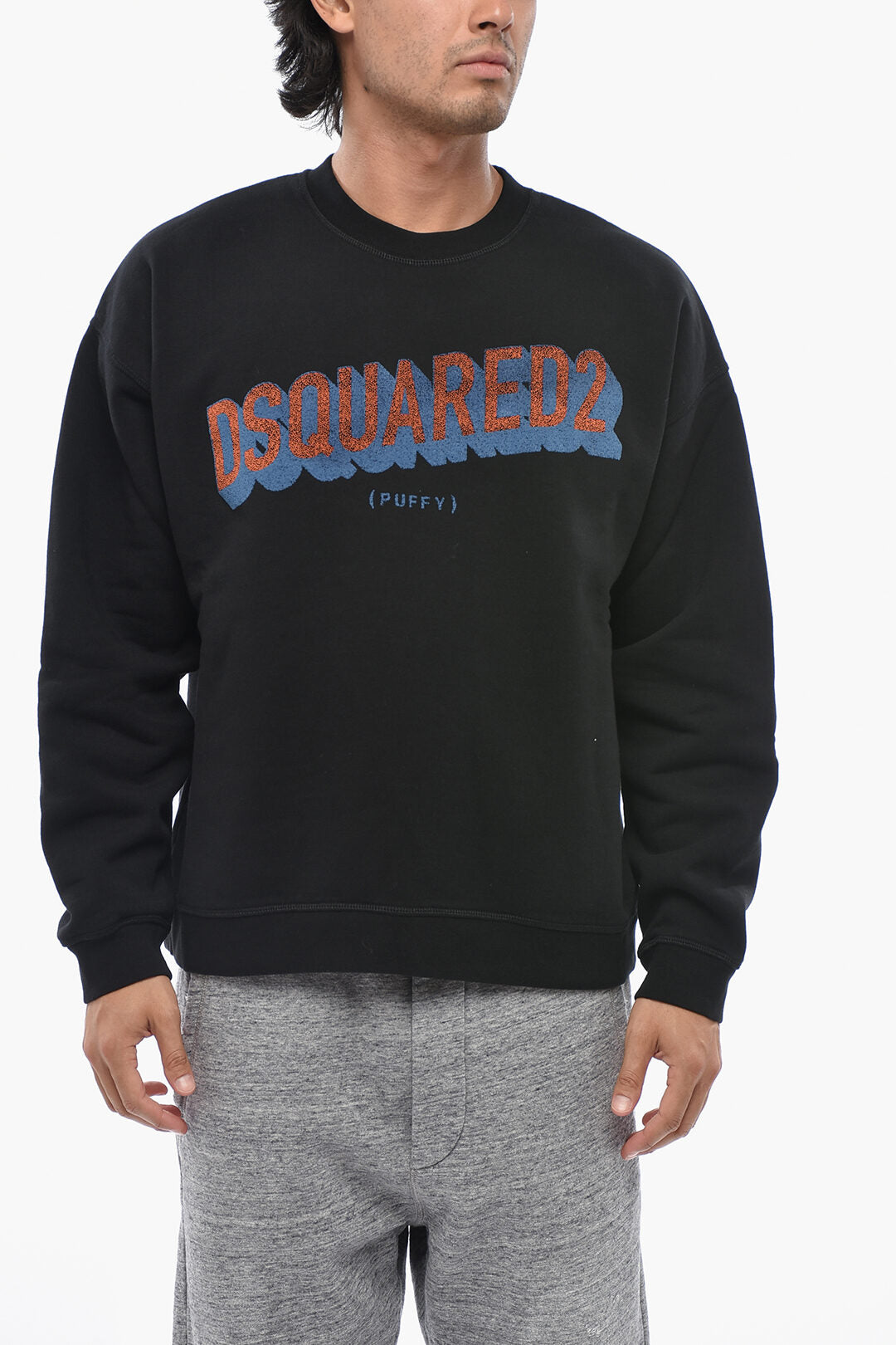 Dsquared2 1500~Cotton Fleece Crewneck Sweatshirt With Embossed Logo