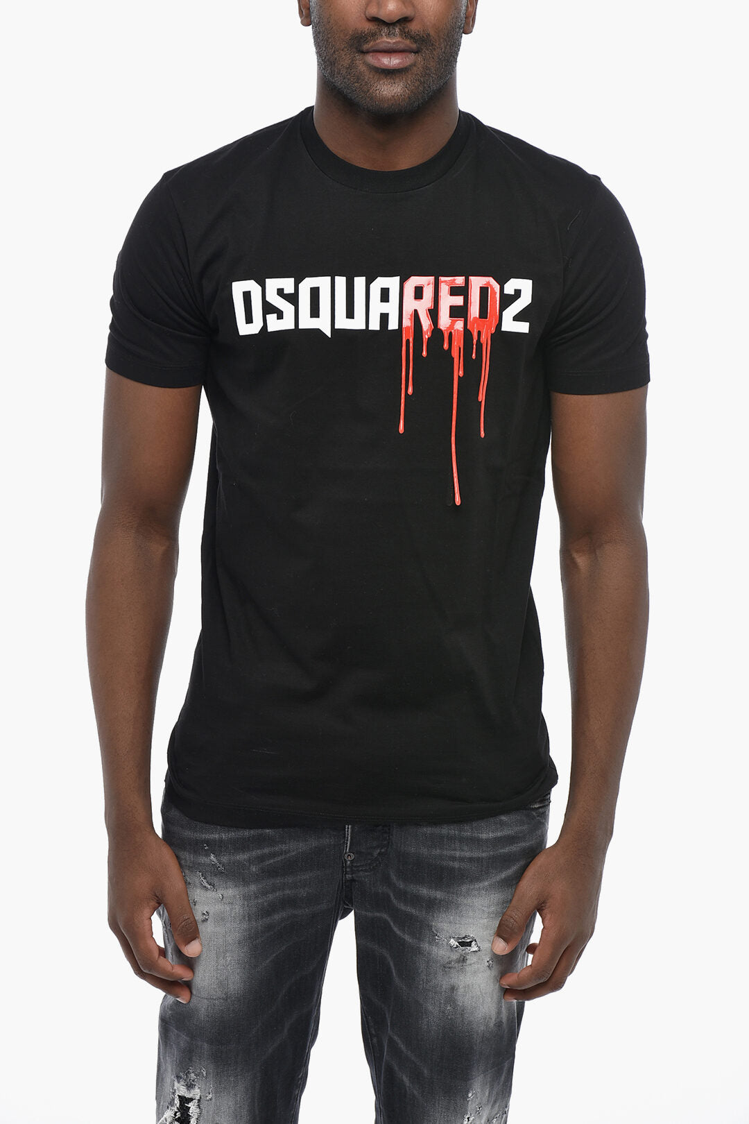 Dsquared2 1500~Crew Neck T-Shirt COOL FIT Cotton Jersey With Bloody Logo Lettering