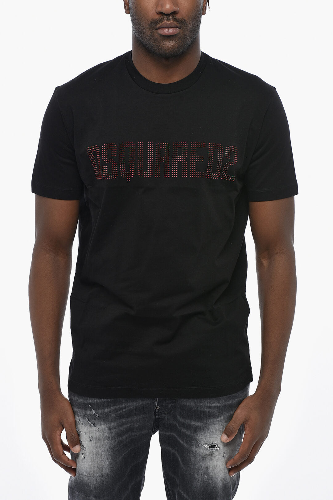 Dsquared2 1500~Crew Neck T-Shirt COOL FIT Solid Color With Embossed Logo