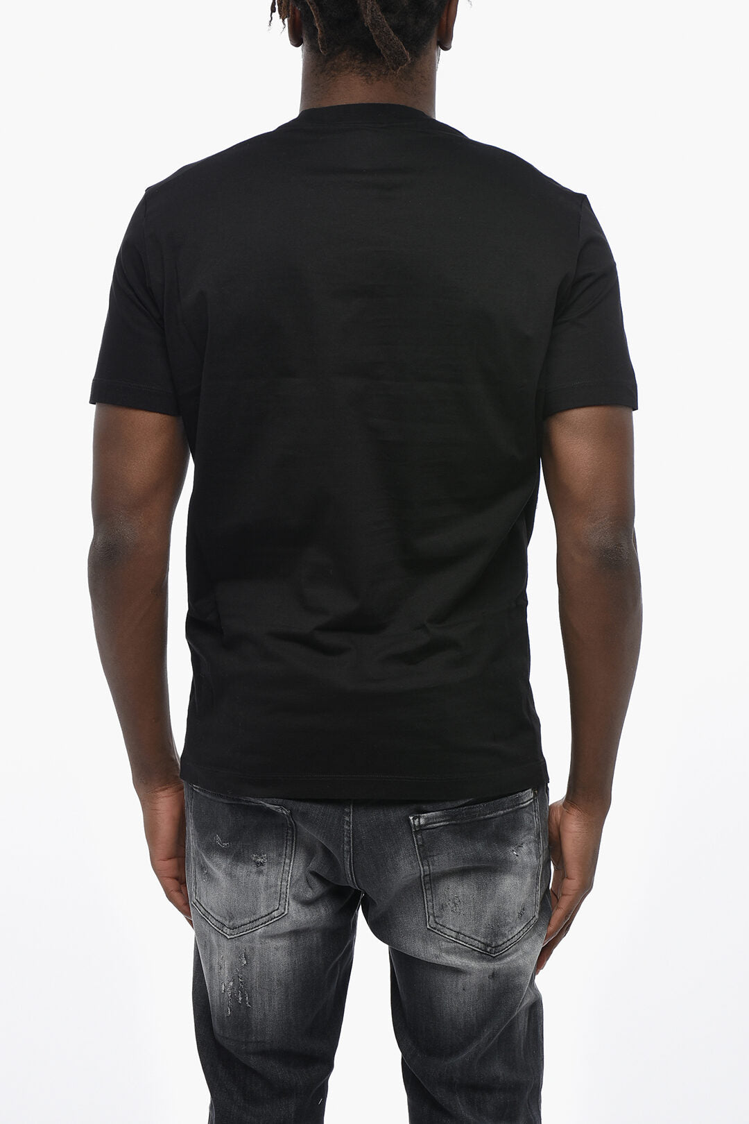 Dsquared2 1500~Crew Neck T-Shirt COOL FIT Solid Color With Embossed Logo, view 2