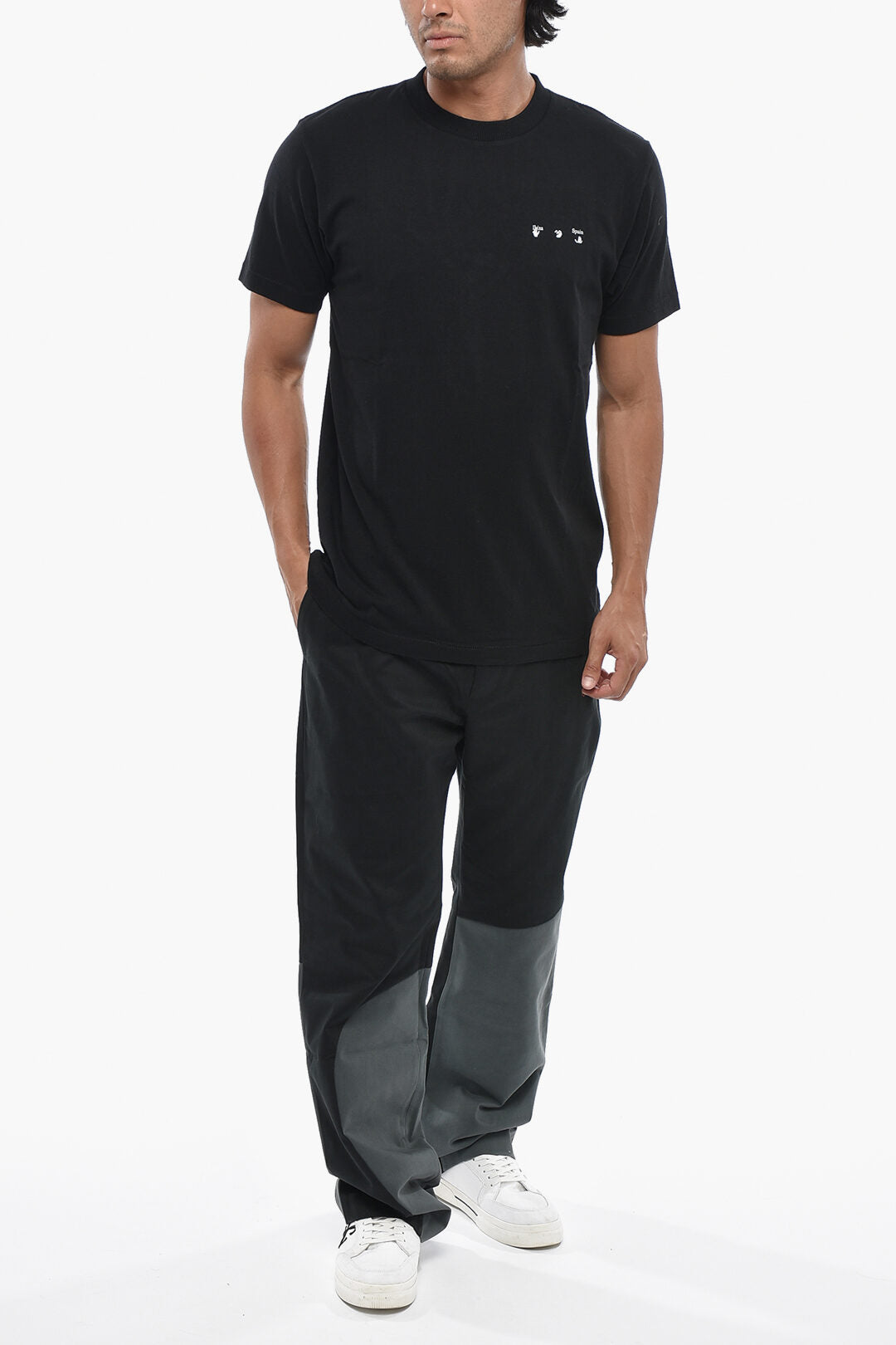 Off-White 1500~Crewneck Cotton-Jersey T-Shirt IBIZA with Iconic Print