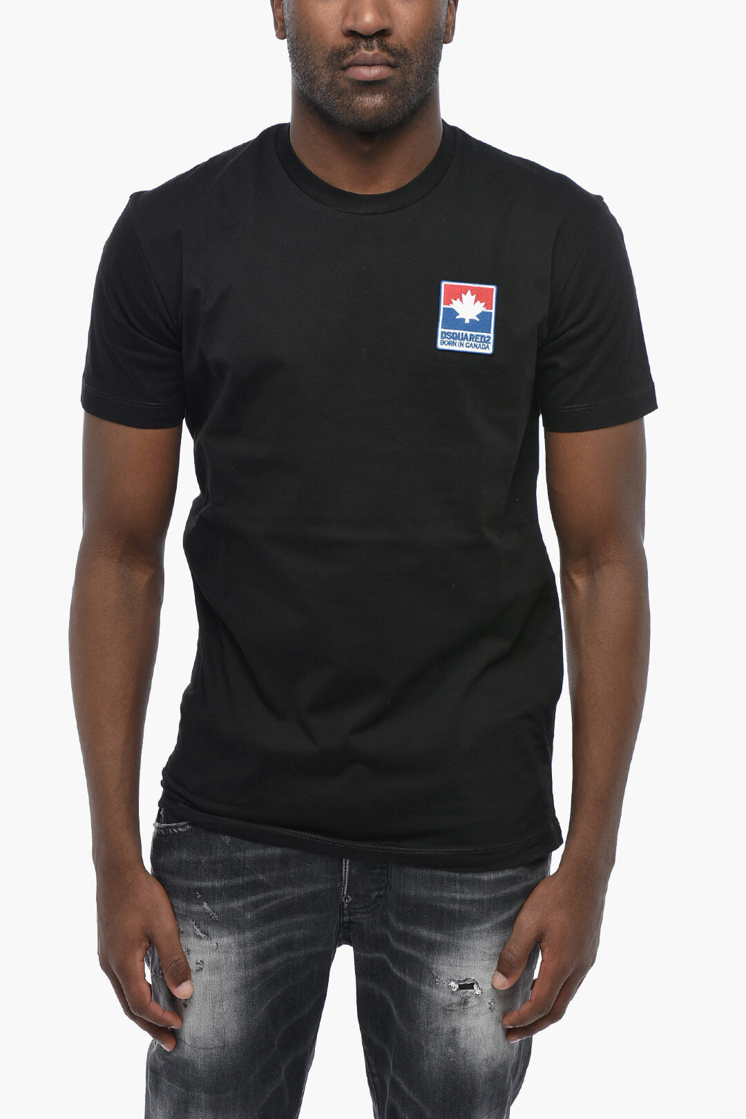 Dsquared2 1500~Crewneck T-Shirt COOL FIT Solid Color With Logo Patch