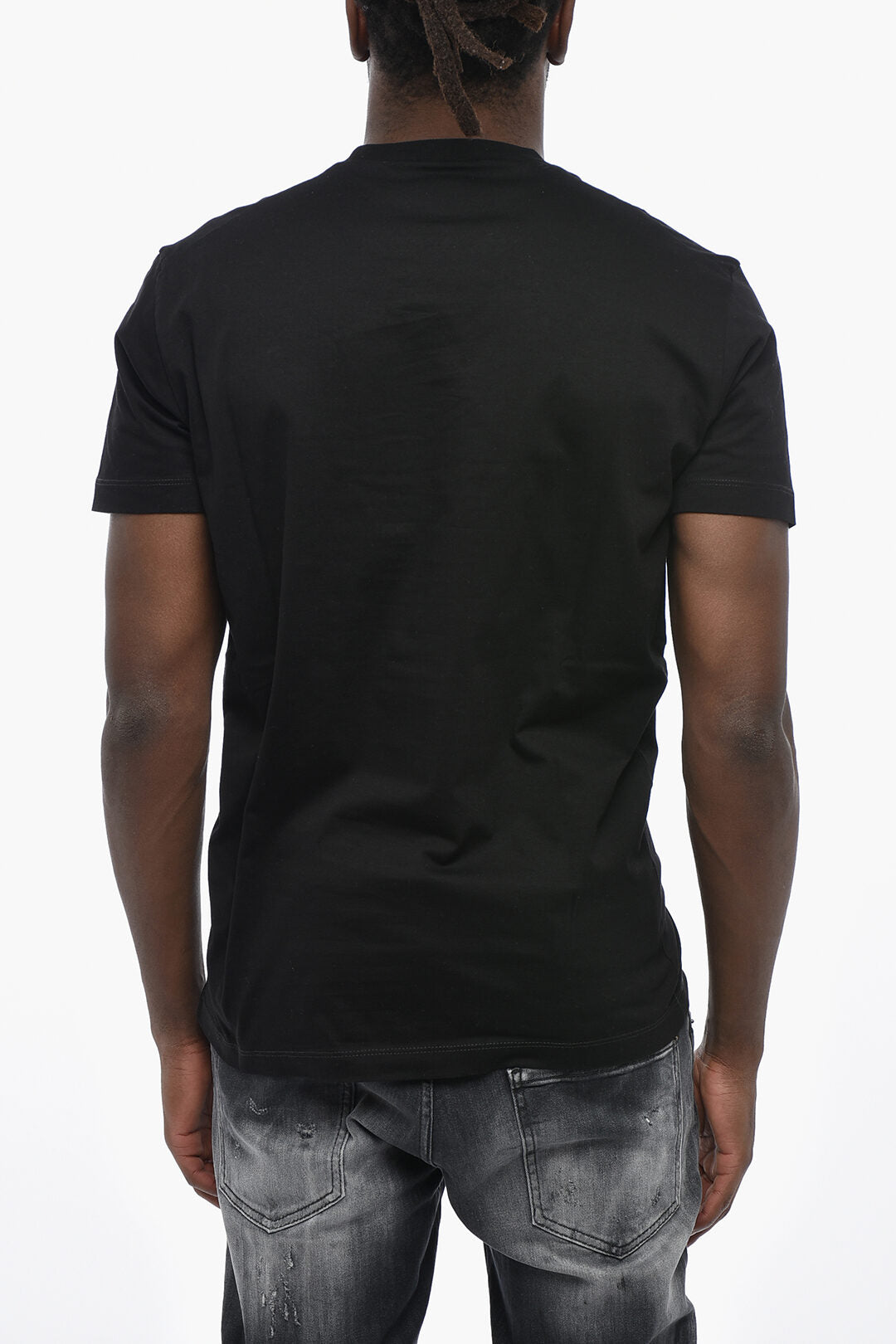 Dsquared2 1500~Crewneck T-Shirt COOL FIT Solid Color With Logo Patch, view 2