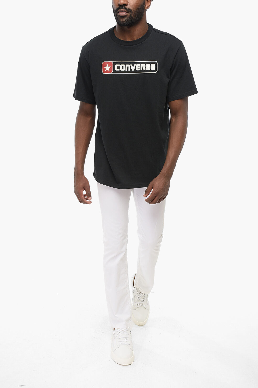 Converse 1500~Crewneck T-Shirt in Solid Color with Printed Logo
