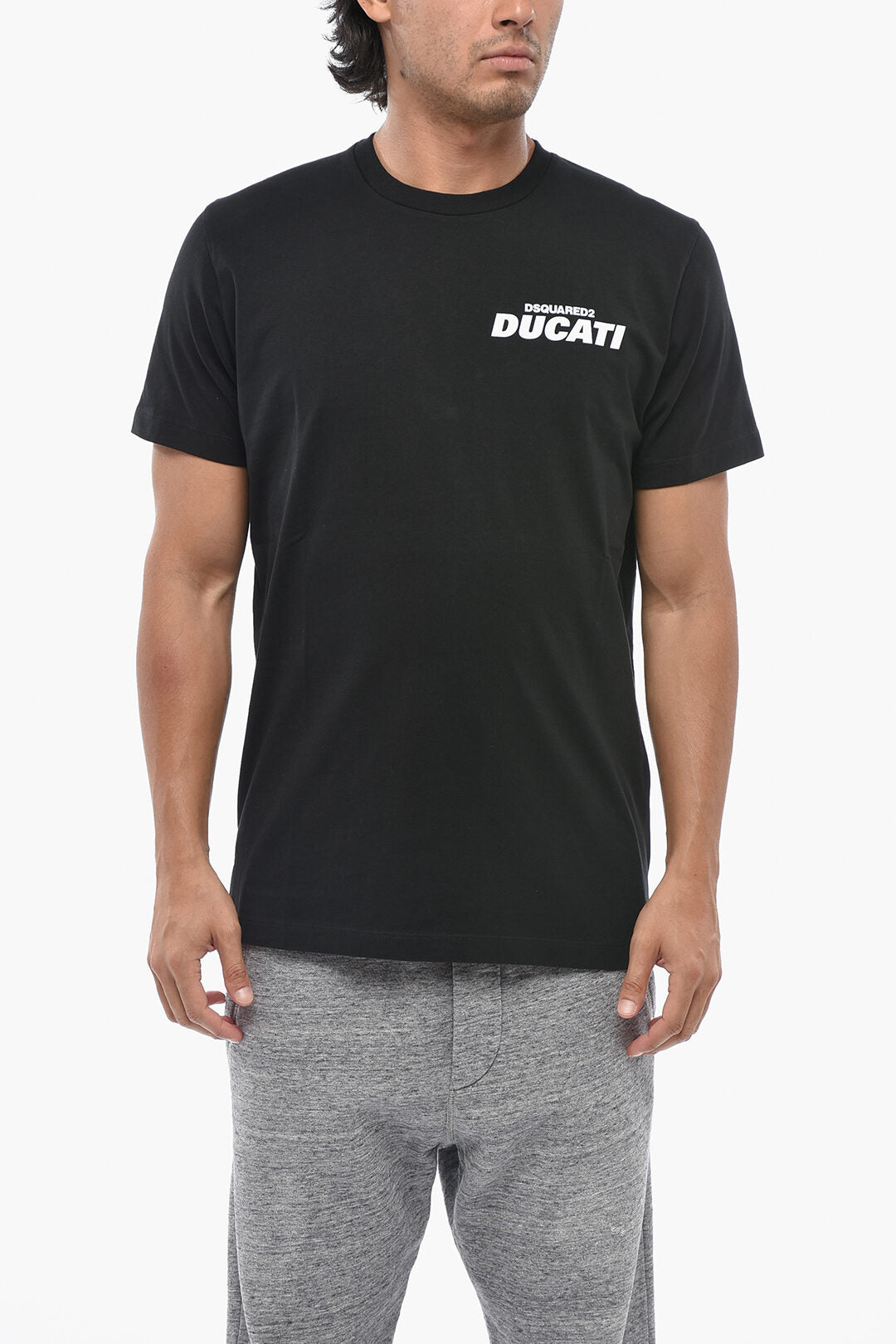 Dsquared2 1500~DUCATI Cotton Crewneck T-Shirt With Contrast Print