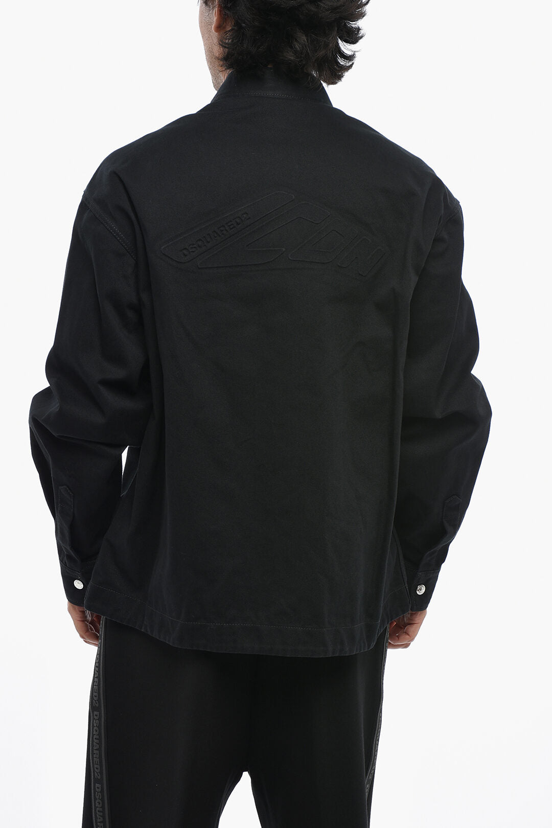 Dsquared2 1500~ICON Dark-Wash Denim Jacket with Embossed Logo, view 2