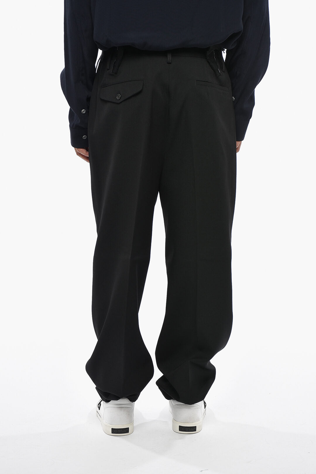 Dsquared2 1500~MAGLIANO Virgin Wool Tuxedo Trousers With Side Zip