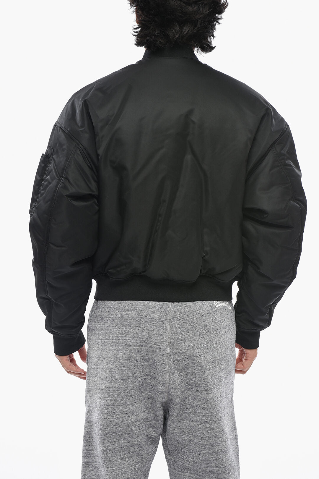 Dsquared2 1500~Padded Solid-Color Bomber Jacket With Sleeve Pocket, view 2