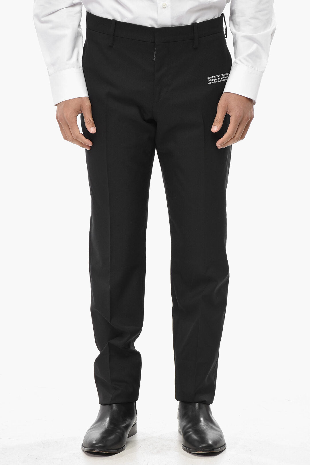 Off-White 1500~PERMANENT Virgin Wool Skinny Trousers With Print