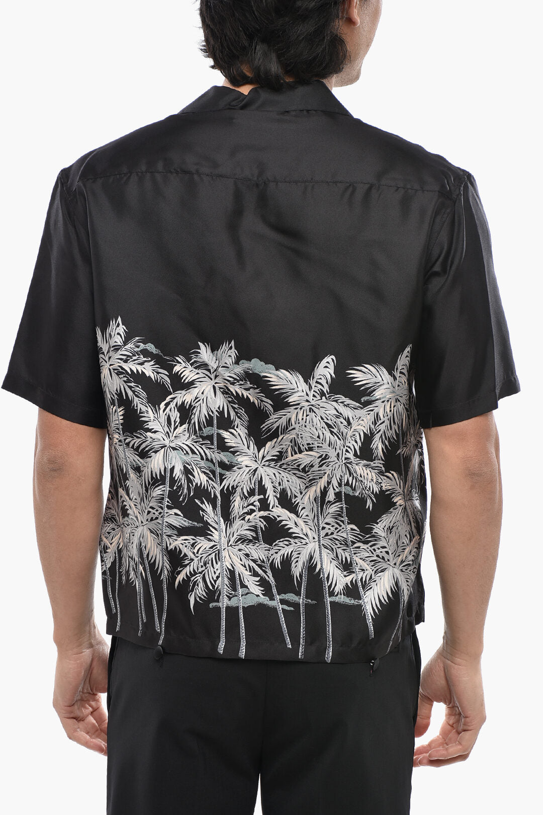 Palm Angels 1500~Printed Silk Short-Sleeve Shirt, view 2
