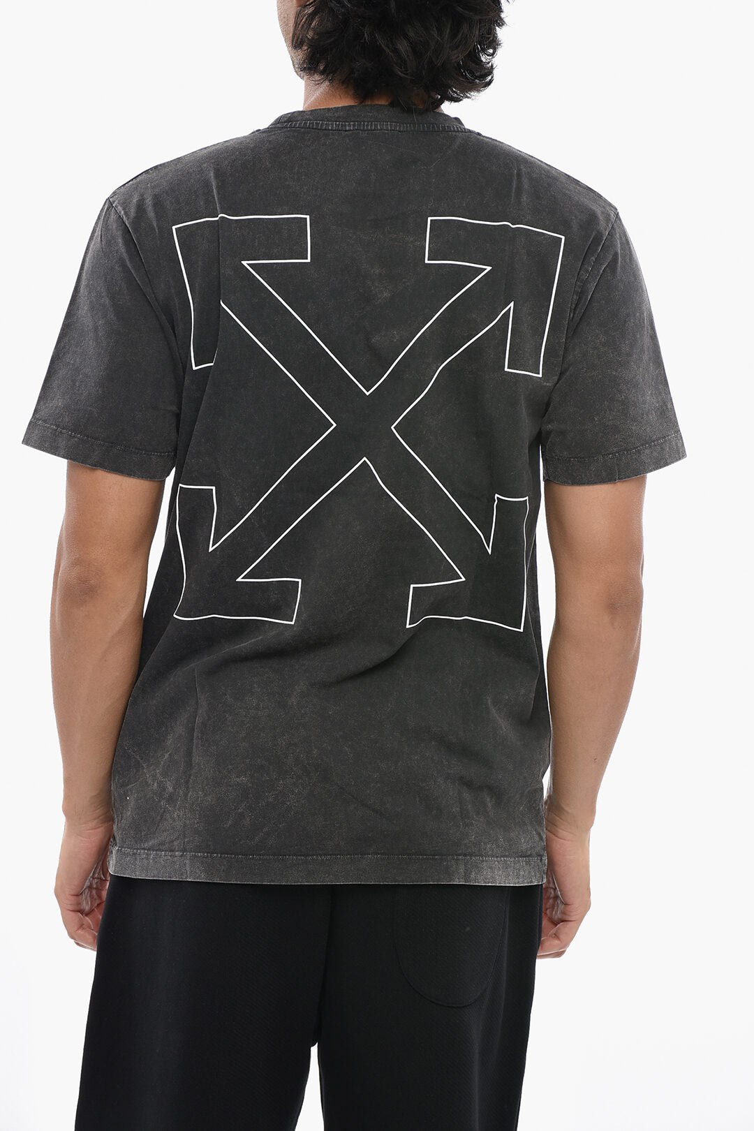 Off-White 1500~Slim Fit Crew Neck T-Shirt OUTLINE ARROW Acid-Wash Effect, view 2