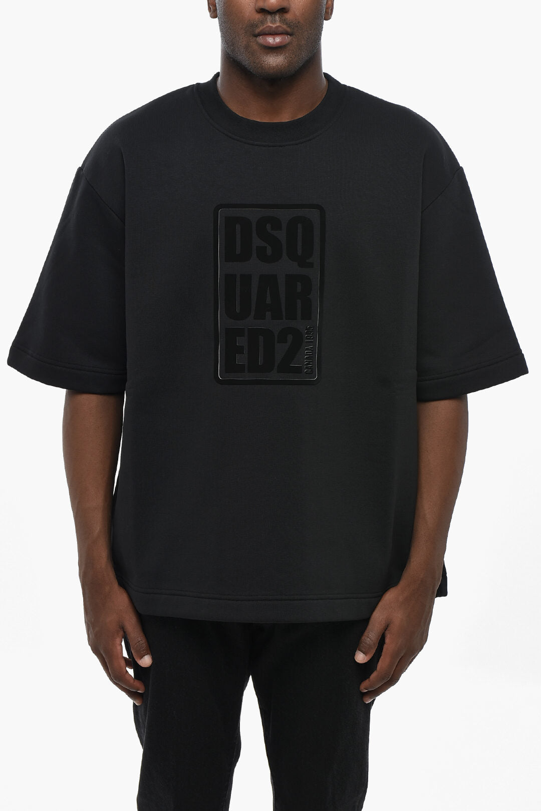 Dsquared2 1500~Terry Cotton Crewneck Sweatshirt with Embossed Logo