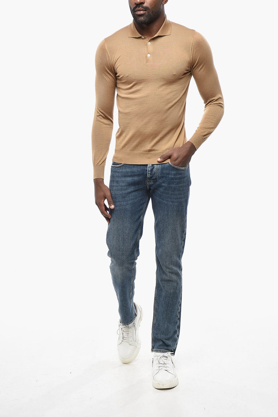 Malo 2405~Cashmere Polo-Collar Sweater, view 4