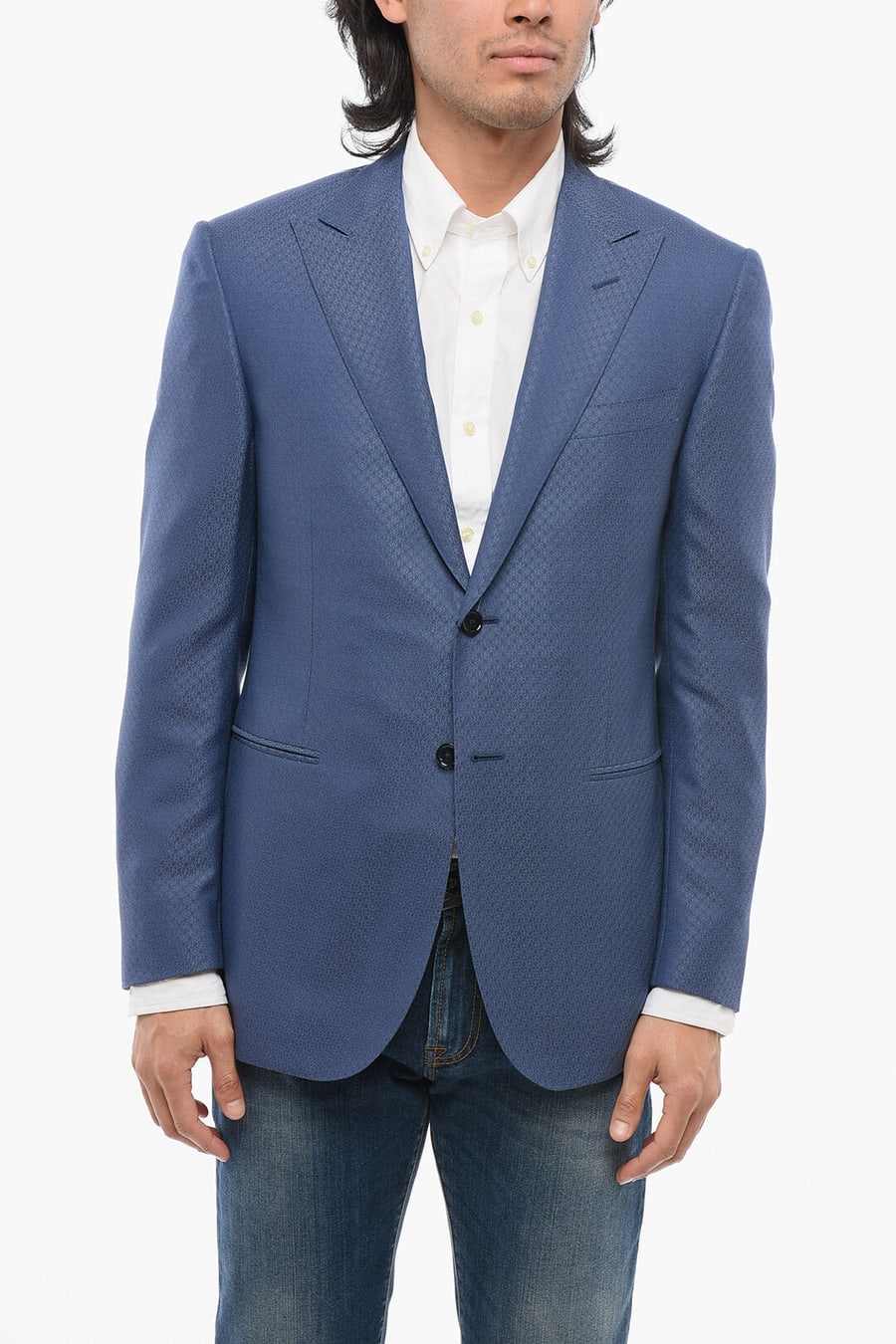 Corneliani 2405~CODE Single-Breasted Virgin Wool Embroidered Blazer
