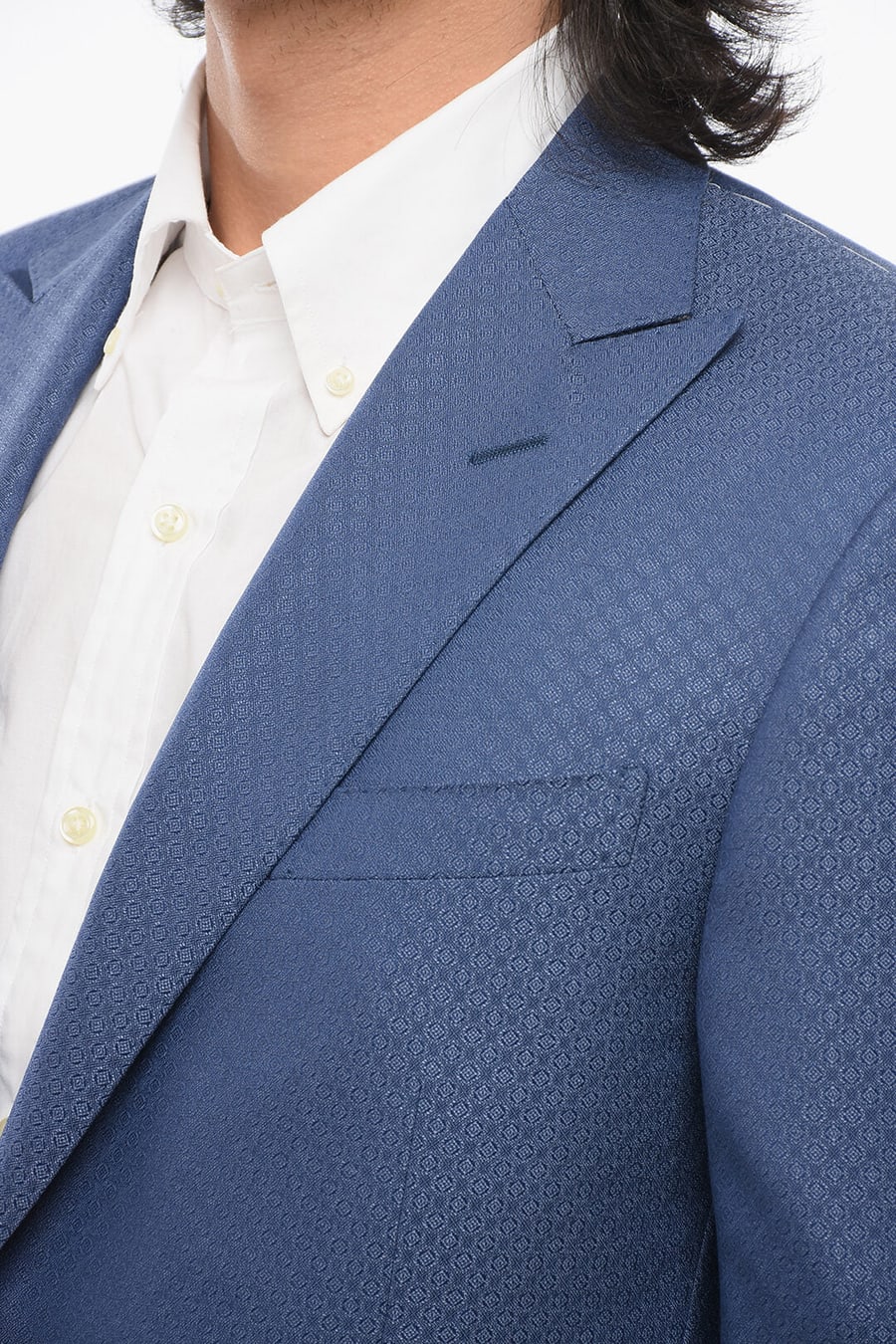 Corneliani 2405~CODE Single-Breasted Virgin Wool Embroidered Blazer, view 3