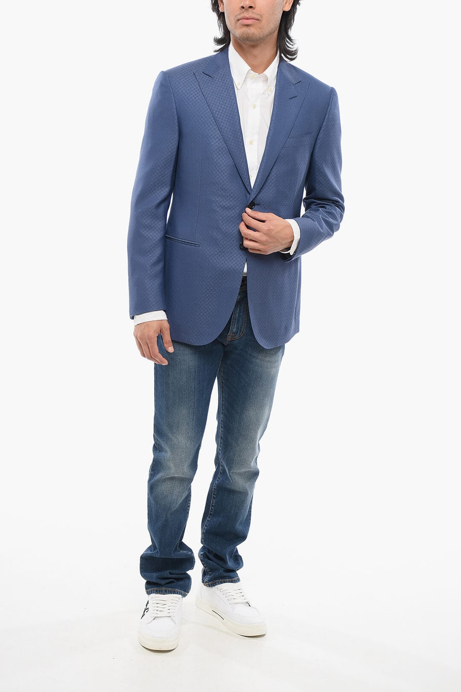 Corneliani 2405~CODE Single-Breasted Virgin Wool Embroidered Blazer, view 4