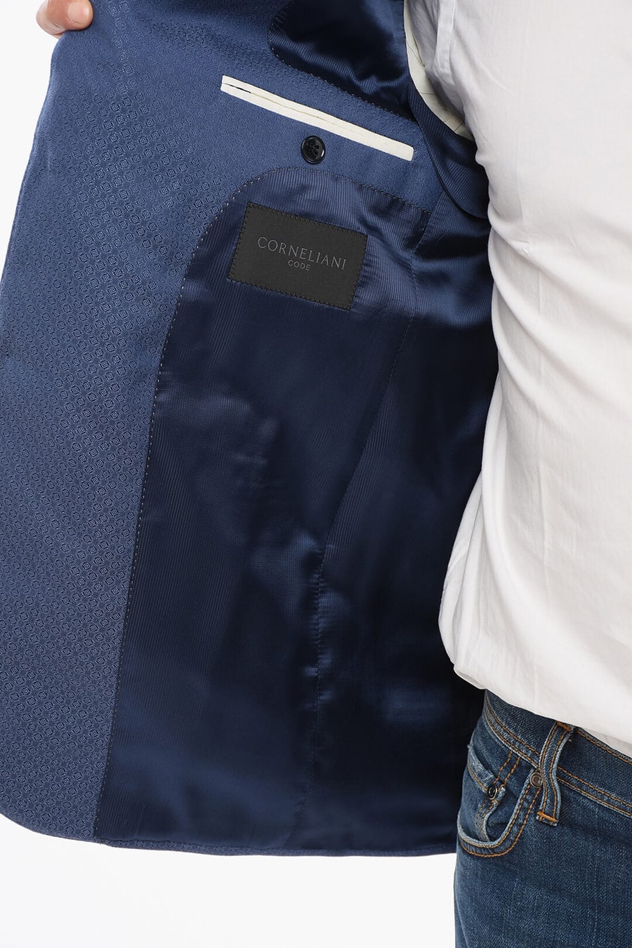 Corneliani 2405~CODE Single-Breasted Virgin Wool Embroidered Blazer, view 5