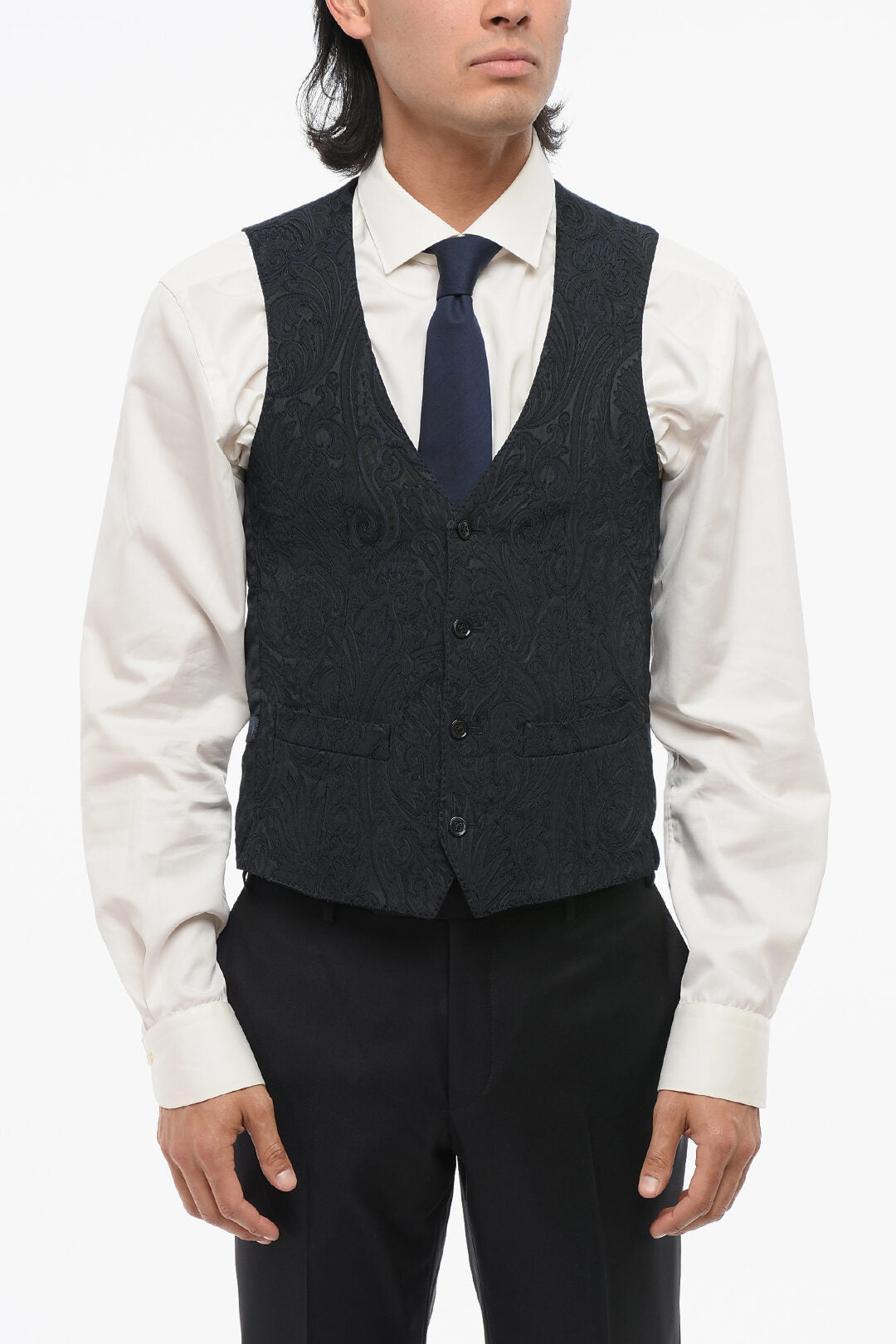 Corneliani 2405~Damask Pattern Waistcoat with Welt Pockets