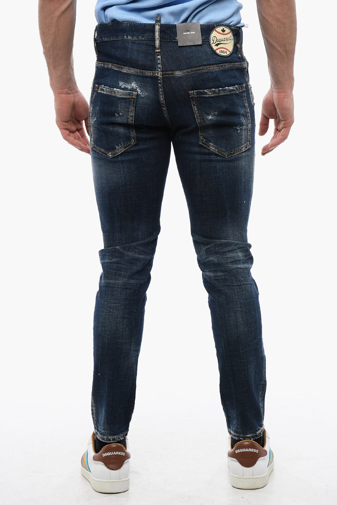 Dsquared2 2405~Distressed Jeans SKATER with Dark Wash, view 2