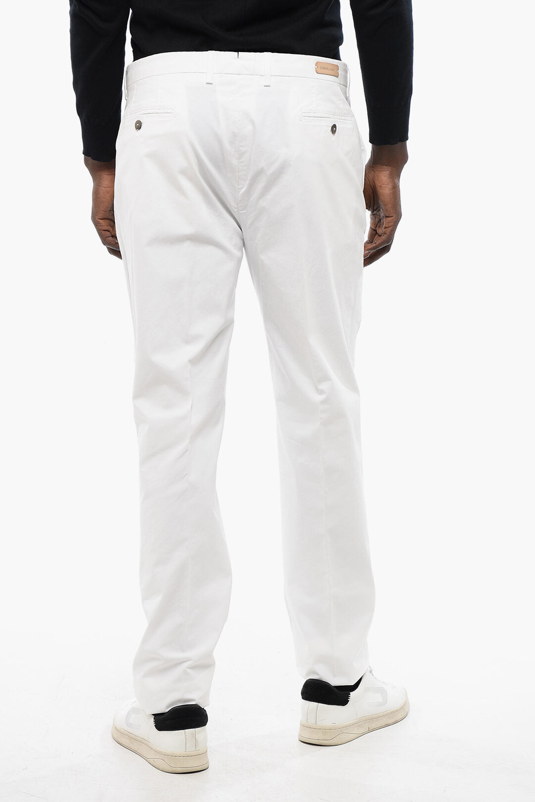 Corneliani 2405~ID Solid-Color Chino Pants with Belt Loops