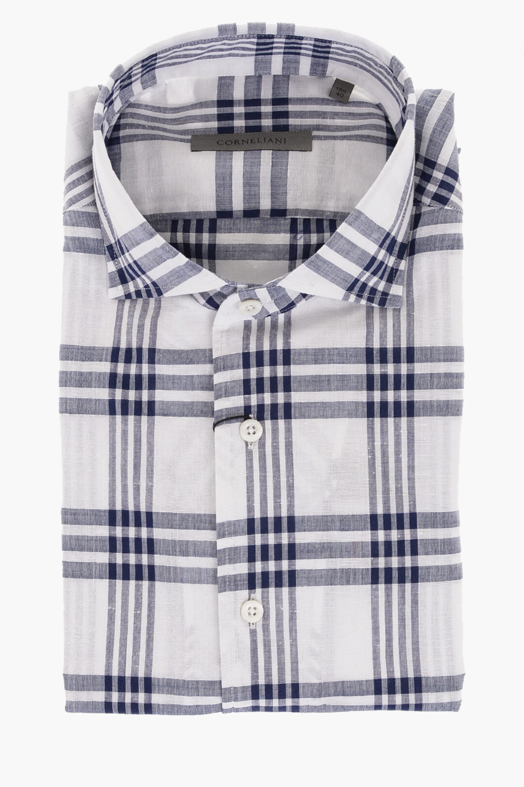 Corneliani 2405~Plaid Check Cotton Short-Sleeve Shirt