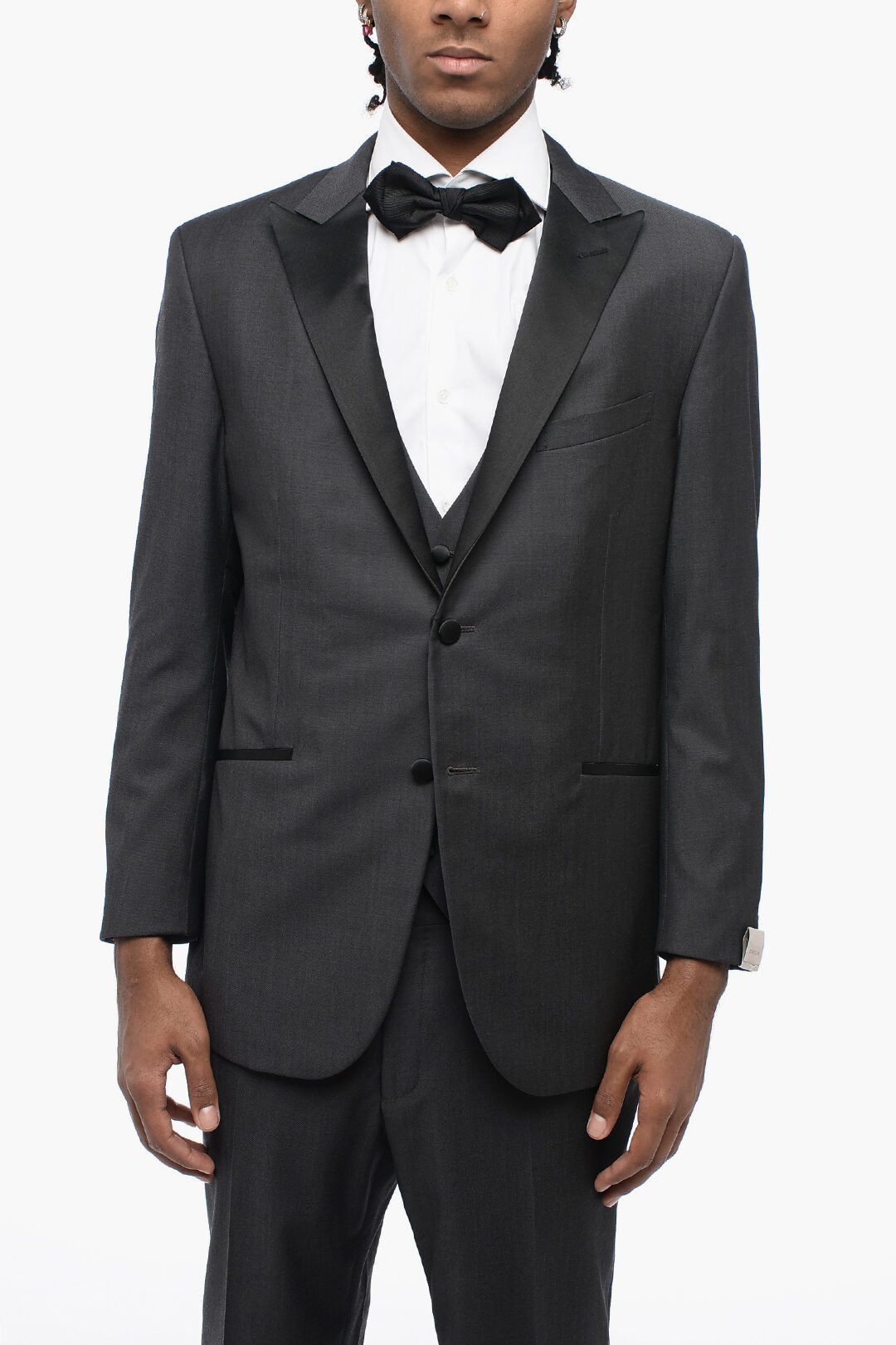 Corneliani 2470~Three-Piece Virgin Wool Suit With Waistcoat And Peak Lapel