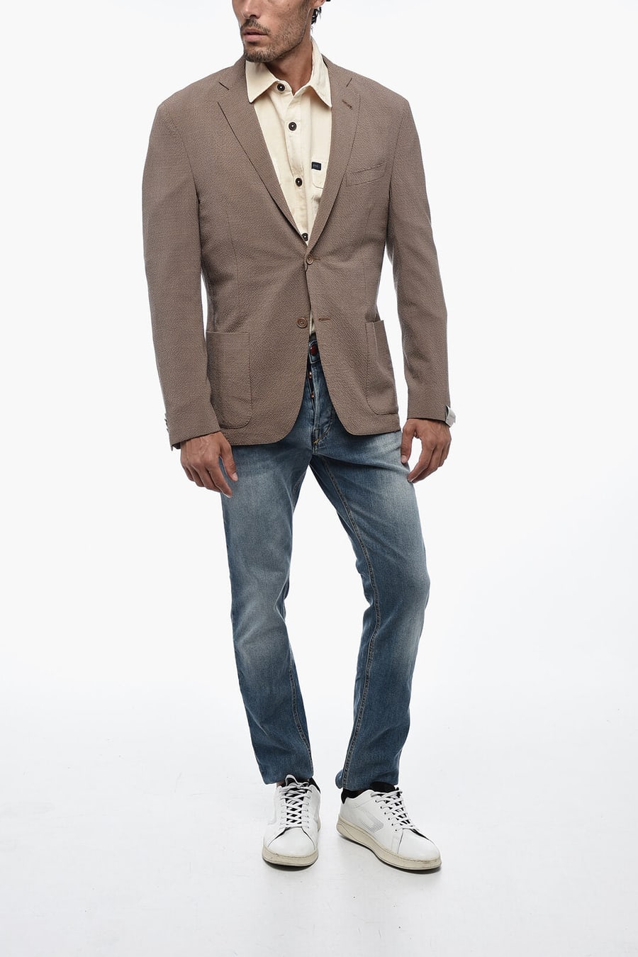 Corneliani 2500~Half-Lined Blazer with Hopsack Weave, view 4