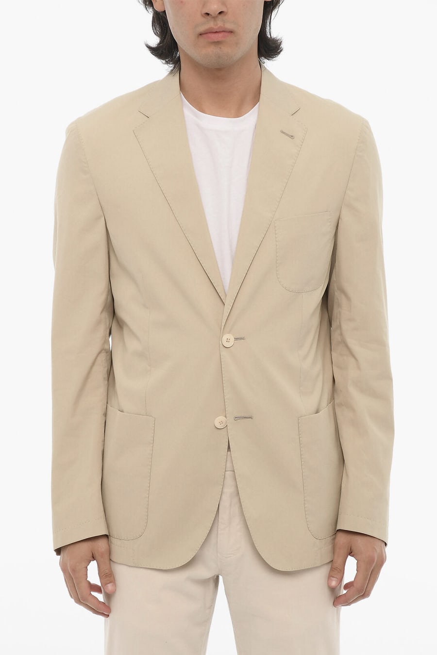 Corneliani 2500~Two-Button Cotton and Silk Jacket with Patch Pockets